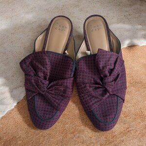 A NEW DAY Women's Navy Red Patterned Bow Mules Flats Size 7.5